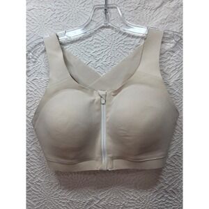 Lululemon Enlite Front Zip Sports Bra Women 34D White Opal Good High Support Run